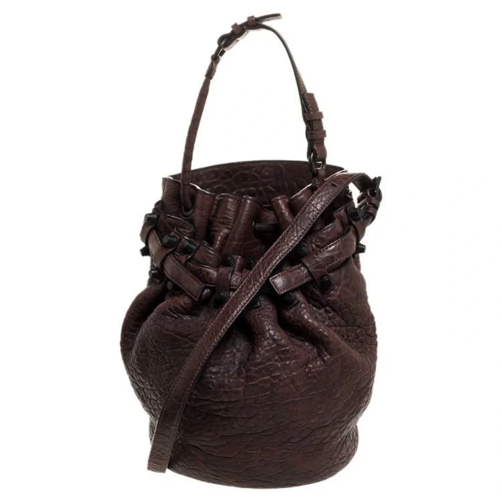 Alexander Wang Diego Bucket Bag Brown Textured Leather Studded